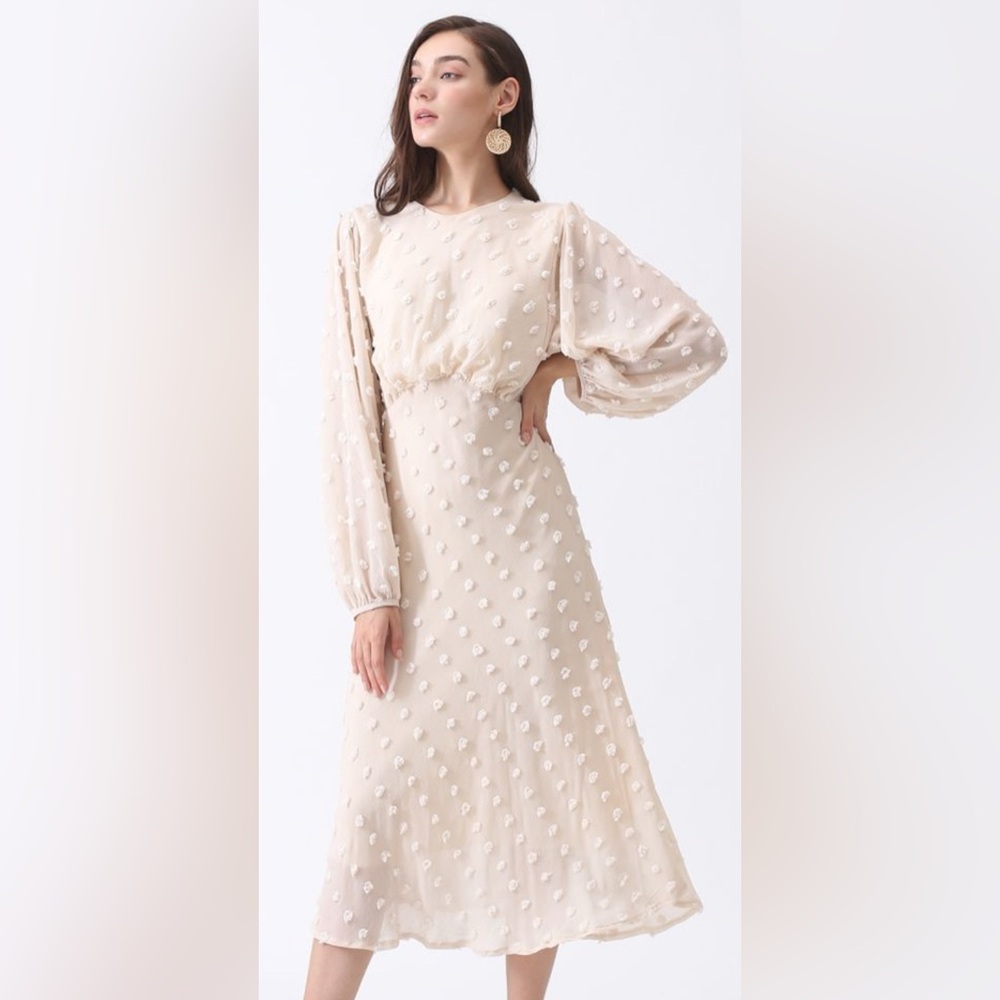 Chicwish Cream Long Sleeve Dress